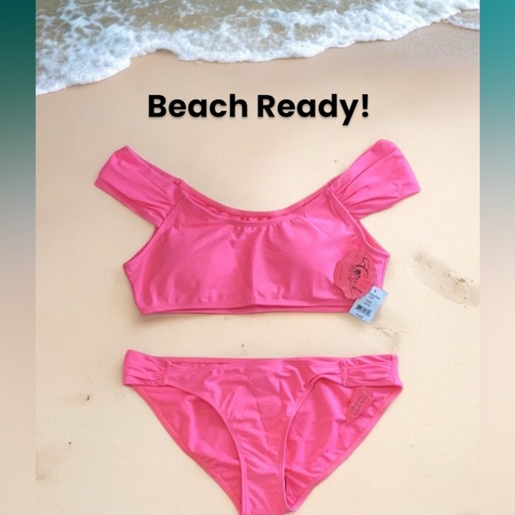 NWT Coral Tropics Apollo Swimwear 2 Piece Suit Lipstick Pink Bloomingdale’s XL - Picture 1 of 6
